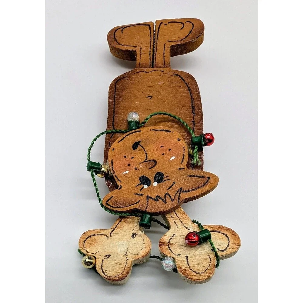 Vtg Artisan Reindeer Brooch Pin Signed Christmas Winter Holiday